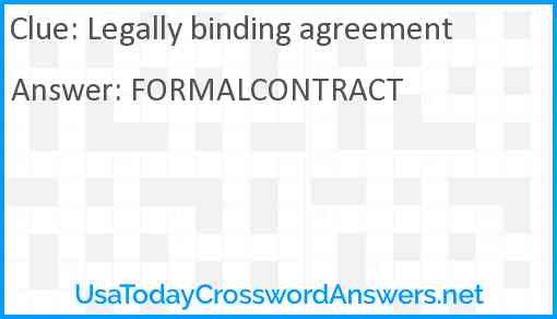 Legally binding agreement Answer