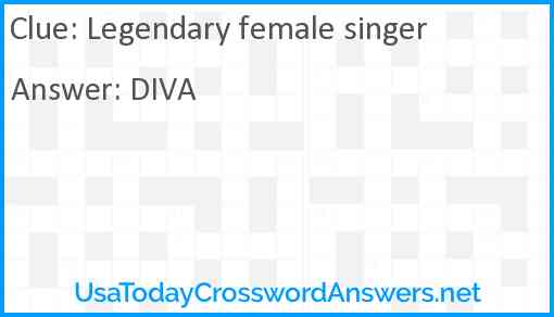 Legendary female singer Answer