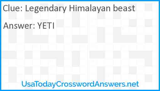 Legendary Himalayan beast Answer