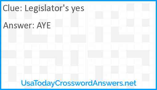 Legislator's yes Answer