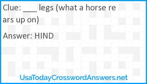 ___ legs (what a horse rears up on) Answer