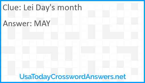 Lei Day's month Answer