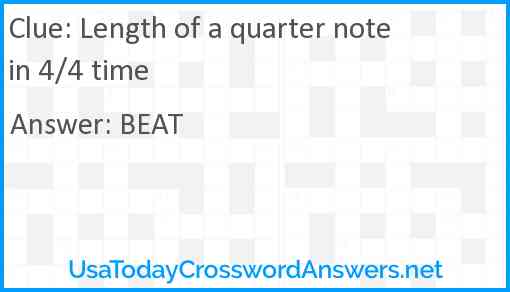 Length of a quarter note in 4/4 time Answer