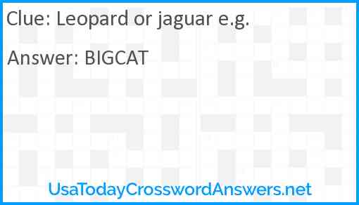 Leopard or jaguar e g crossword clue UsaTodayCrosswordAnswers net