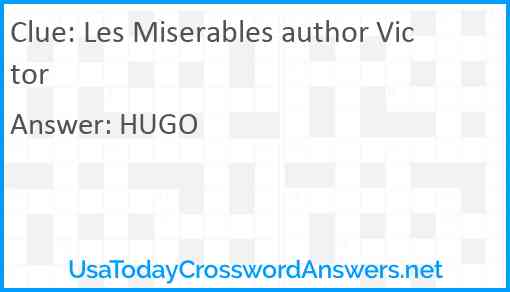 Les Miserables author Victor Answer