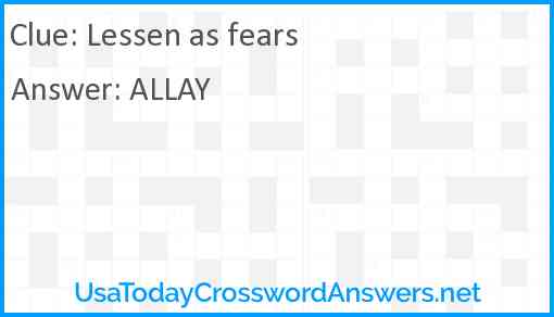 Lessen as fears Answer
