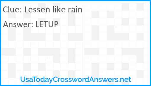 Lessen like rain Answer