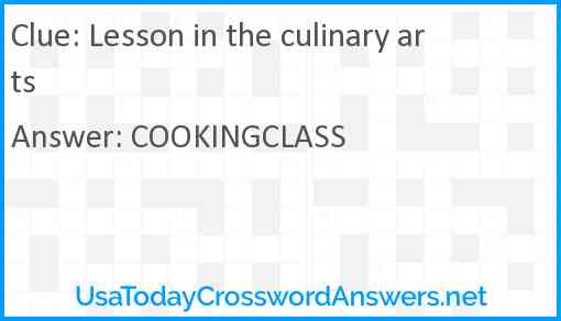 Lesson in the culinary arts Answer