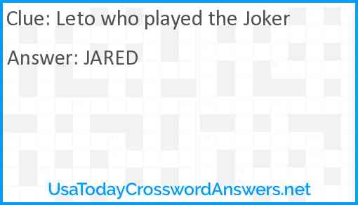 Leto who played the Joker Answer