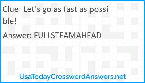 Let's go as fast as possible! Answer