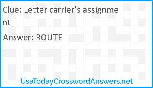 Letter carrier's assignment Answer