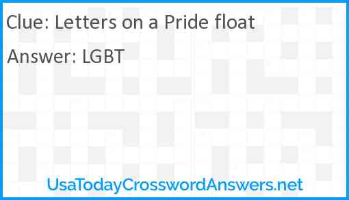 Letters on a Pride float Answer