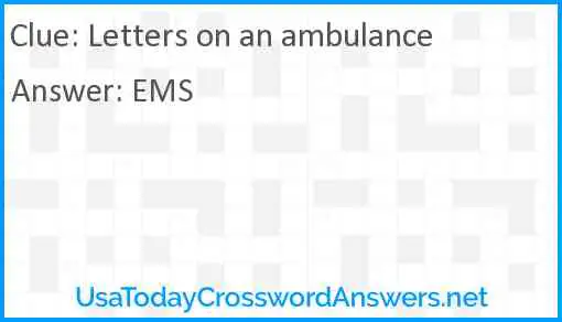 Letters on an ambulance Answer
