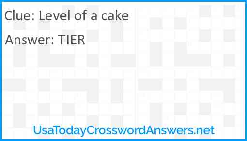 Level of a cake Answer