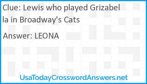 Lewis who played Grizabella in Broadway's Cats Answer