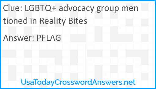 LGBTQ+ advocacy group mentioned in Reality Bites Answer