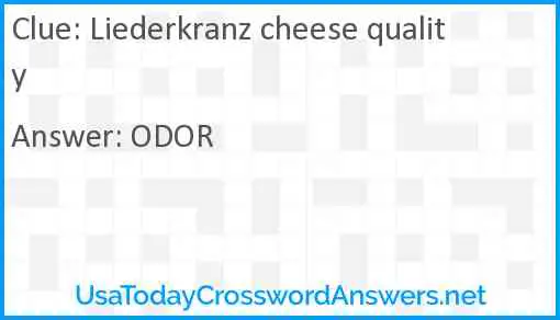 Liederkranz cheese quality Answer
