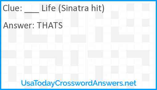___ Life (Sinatra hit) Answer