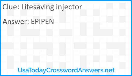 Lifesaving injector Answer