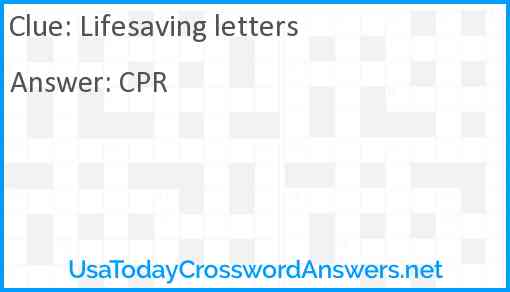 Lifesaving letters Answer