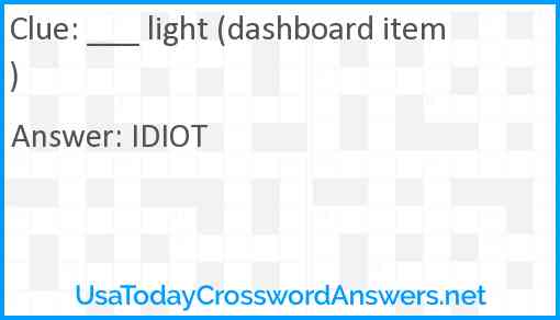___ light (dashboard item) Answer
