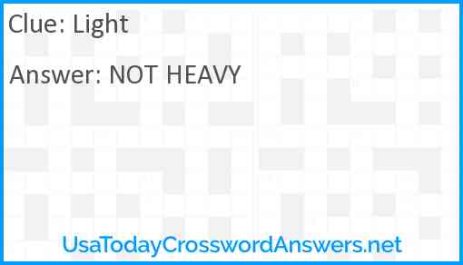 Light crossword clue UsaTodayCrosswordAnswers net