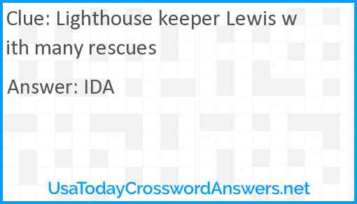 Lighthouse keeper Lewis with many rescues Answer