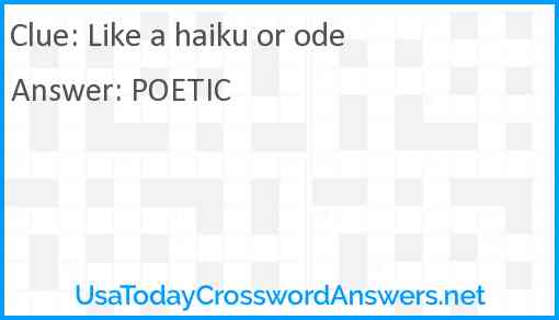Like a haiku or ode Answer