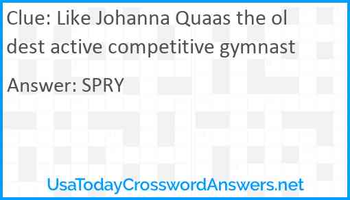 Like Johanna Quaas the oldest active competitive gymnast Answer