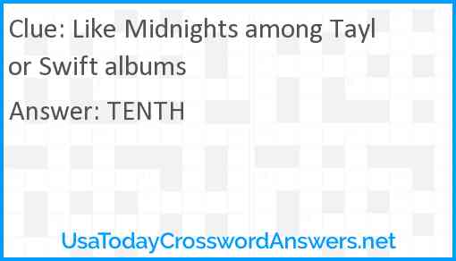 Like Midnights among Taylor Swift albums Answer