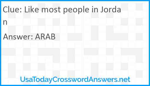 Like most people in Jordan Answer