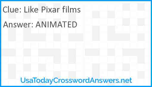 Like Pixar films Answer
