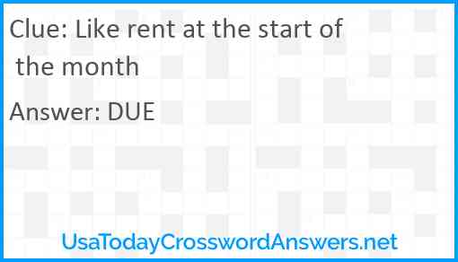 Like rent at the start of the month Answer