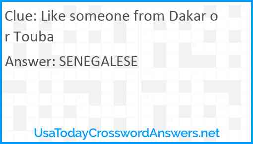 Like someone from Dakar or Touba Answer