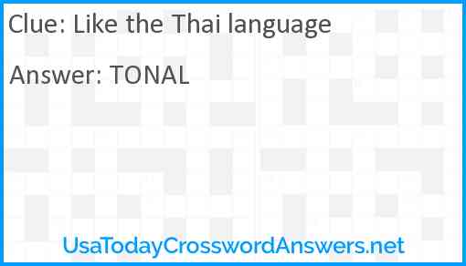 Like the Thai language Answer