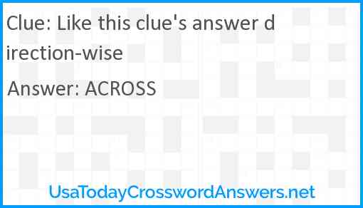 Like this clue's answer direction-wise Answer