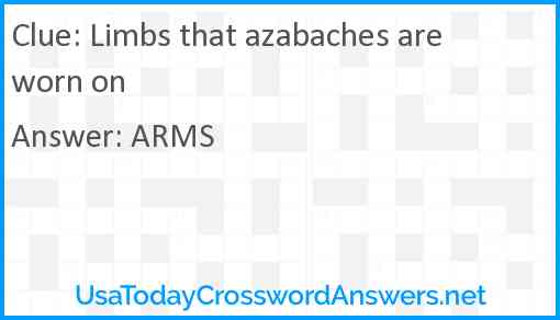 Limbs that azabaches are worn on Answer