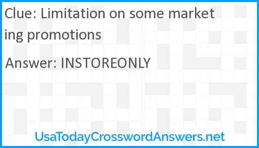 Limitation on some marketing promotions Answer