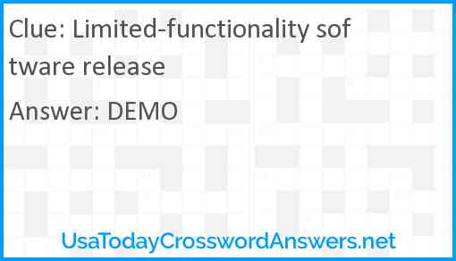 Limited-functionality software release Answer