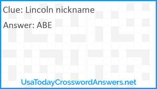 Lincoln nickname Answer