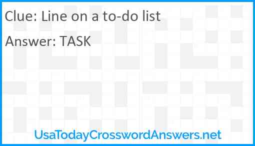 Line on a to-do list Answer
