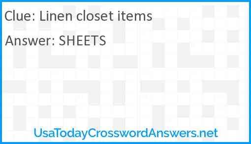 Linen closet items Answer