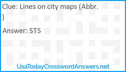 Lines on city maps (Abbr.) Answer