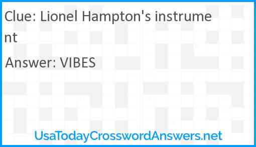 Lionel Hampton's instrument Answer