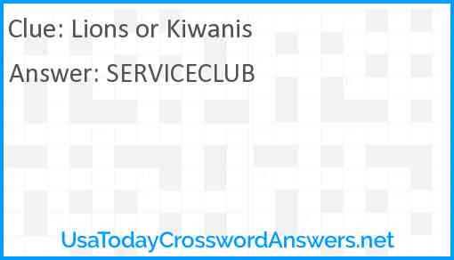 Lions or Kiwanis Answer