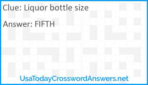 Liquor bottle size Answer