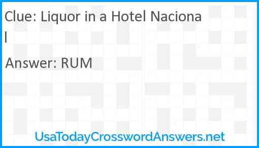 Liquor in a Hotel Nacional Answer