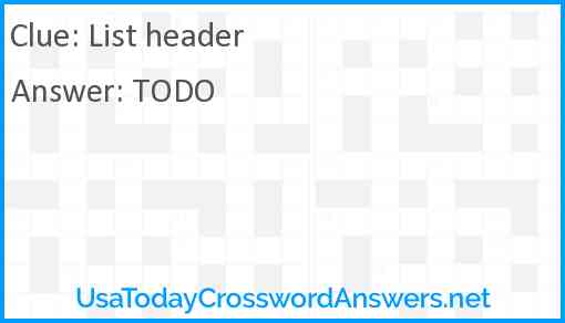 List header Answer