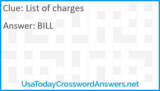 List of charges Answer