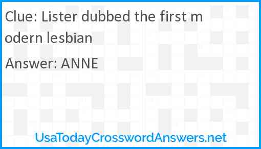 Lister dubbed the first modern lesbian Answer